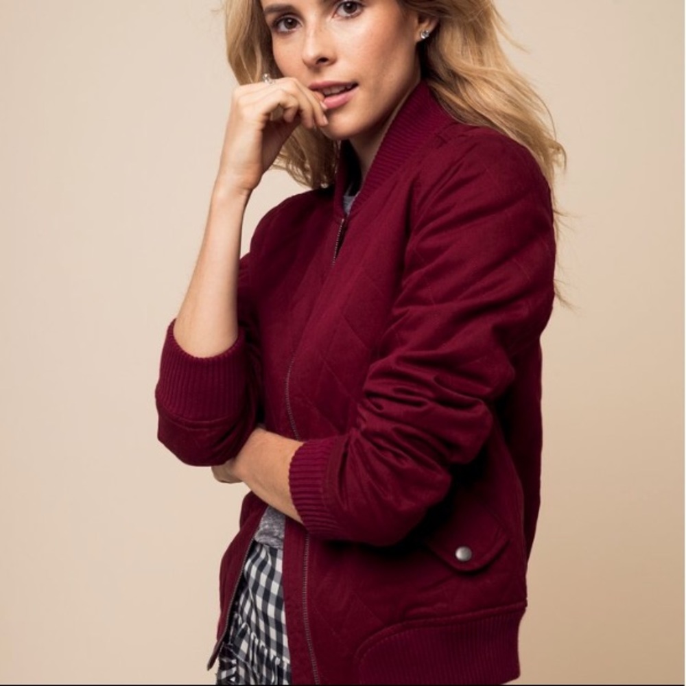 Sincerely Jules Girl Bomber Jacket In Wine - Picture 6 of 8